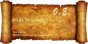 Oláh Ernő névjegykártya